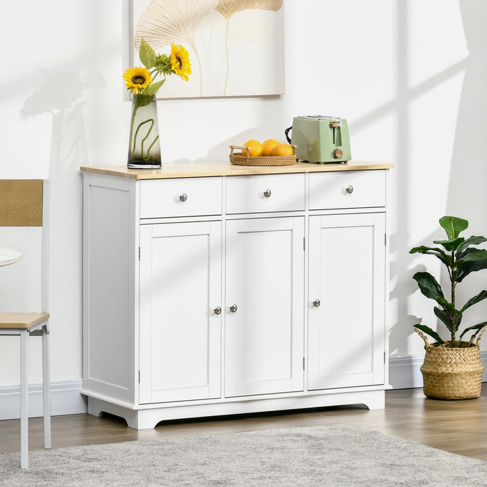 HOMCOM Coffee Bar Cabine, Kitchen Cabinet with Drawers, White
