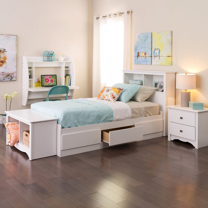 Floating Desk with Storage - White