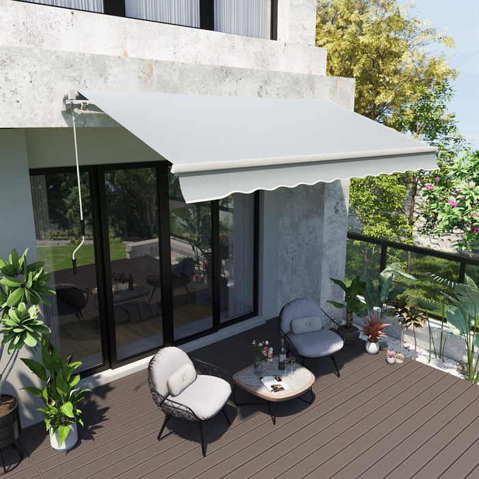 Outsunny 12' X 8' Retractable Awning Patio Awnings Sun Shade Shelter With Manual Crank Handle, Uv & 