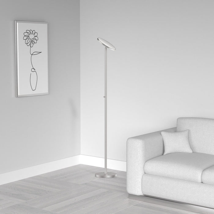 Dainolite LED Torchier Floor Lamp Satin Nickel Finish