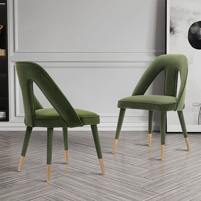 Neda Modern Upholstered Velvet Dining Chair in Olive Green - Set of 2 