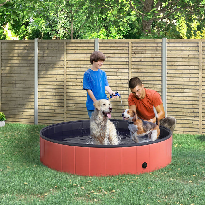 Pawhut Folding Dog Pool Portable Pet Kiddie Swimming Pool, Outdoor/indoor Puppy Bath Tub With Nonsli