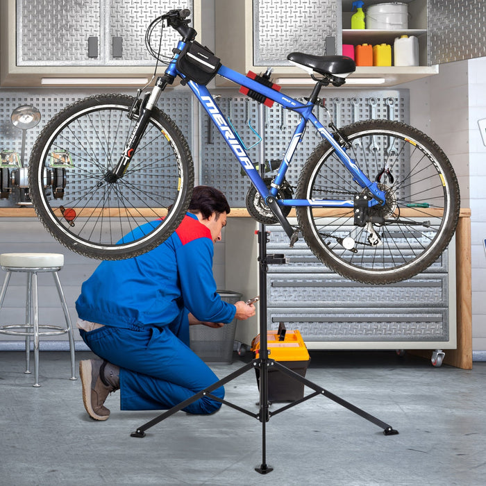 Homcom Height Adjustable Bike Repair Stand, Foldable Home Bicycle Maintenance Rack With Quick Releas