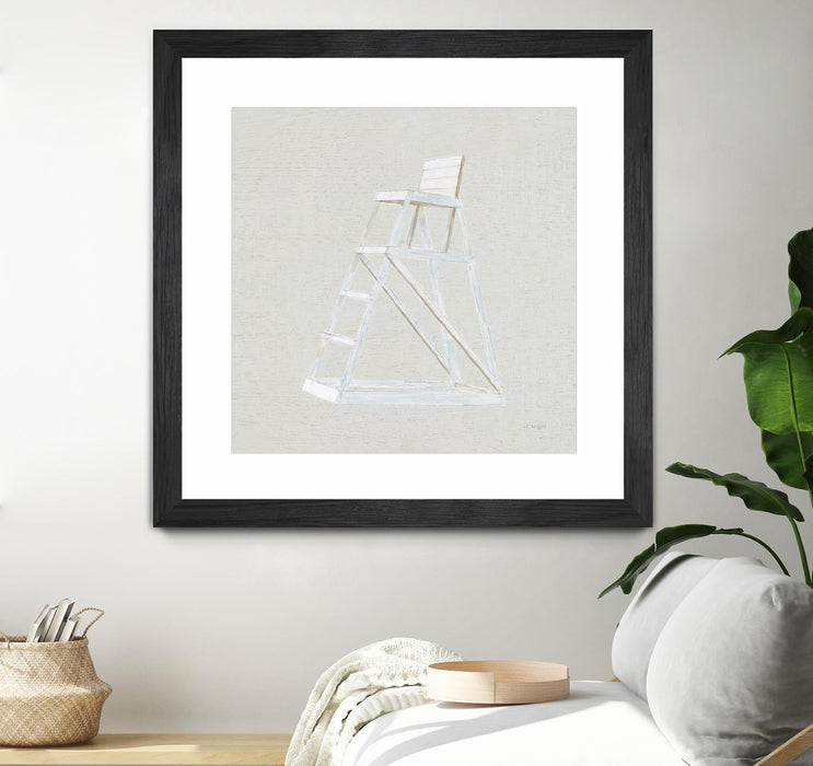\"Serene Seaside Ii Tan\" Matted and Framed Black 30x30 Wall Art