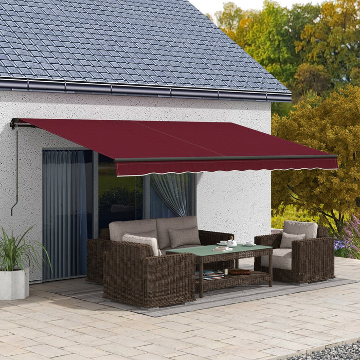 Outsunny 15' X 10' Patio Retractable Awning Sunshade Shelter, Wine Red