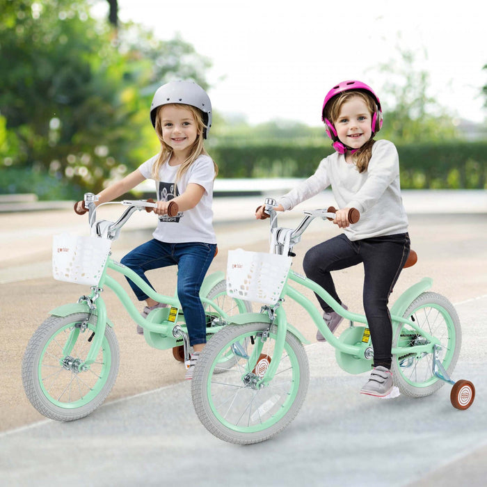 Prorider 16" Kids Bike Toddler Adjustable Bicycle With Training Wheel For 4-7 Years Old Girl Green