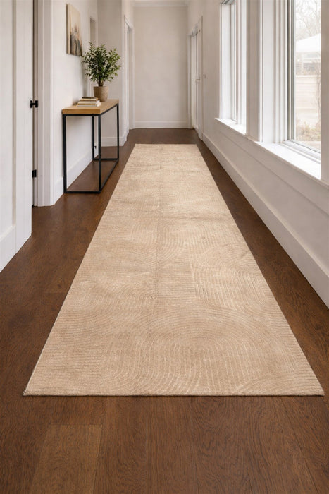 Elion Contemporary Beige Washable Rug 2'8\" x 8'0\" Indoor Area Rug 