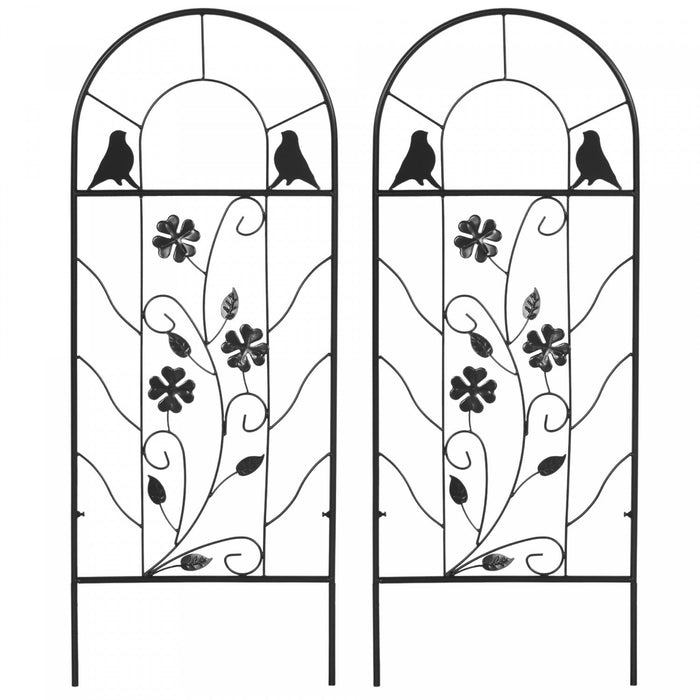 Outsunny Garden Trellis With Birds For Climbing Plants, 2 Pack, 39\" Tall