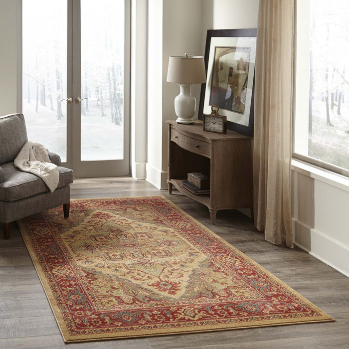 Lux Traditional 3'11\" x 5'7\" Area Rug in Ivory Indoor Area Rug 