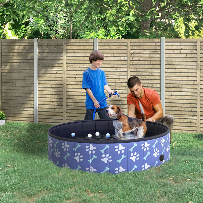 Pawhut Folding Dog Pool Portable Pet Kiddie Swimming Pool, Outdoor/indoor Puppy Bath Tub With Nonsli