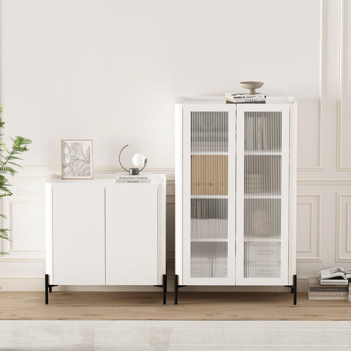 Abbey Modern 2-Piece Accent Storage Cabinets in White 