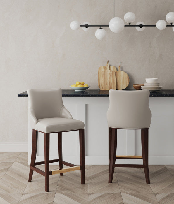 Shubert Modern Wood Upholstered Barstool in Light Gray - Set of 2 