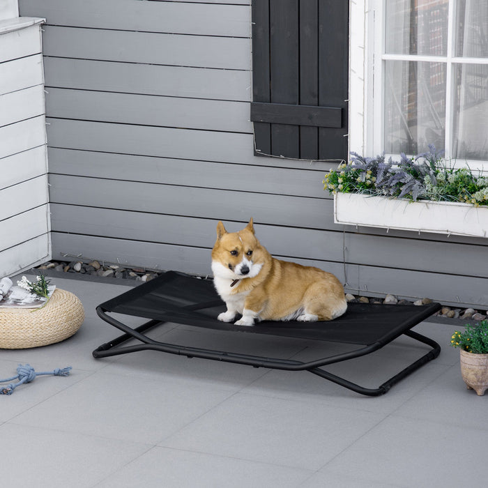 Pawhut 47.5\" Elevated Foldable Cool Dog Bed For Medium Dog, Indoor Outdoor Raised Pet Cot With Breat