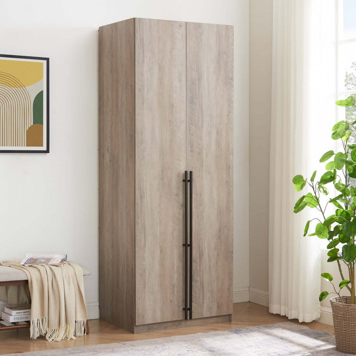 Lee Modern 32\" Wardrobe Closet in Rustic Gray Armoire 
