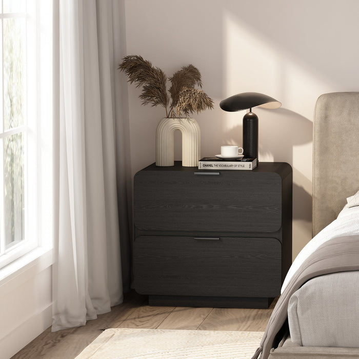 Chrystie Contemporary Modern 26\" Nightstand in Black (2-Drawer) 