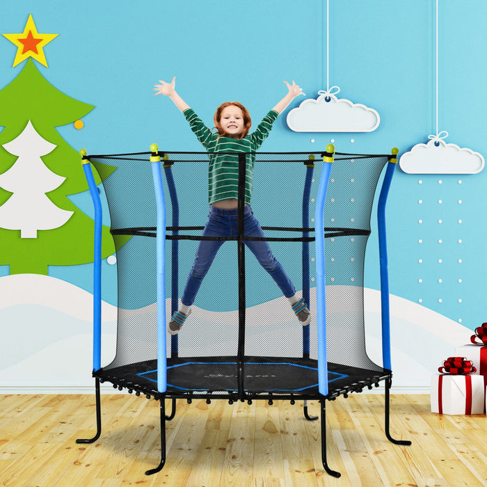 Soozier 63\" Kids Trampoline Mini Indoor/outdoor Bouncer Jumper With Enclosure Net Elastic Thick Padd