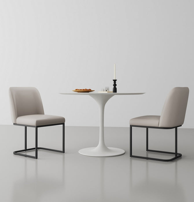 Serena Modern Metal Vegan Leather Dining Chair in Light Gray - Set of 2 