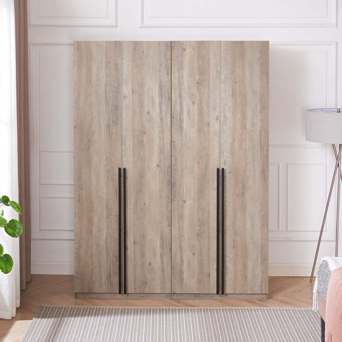 Lee Modern 32\" Wardrobe Closet in Rustic Gray - Set of 2 Armoire 