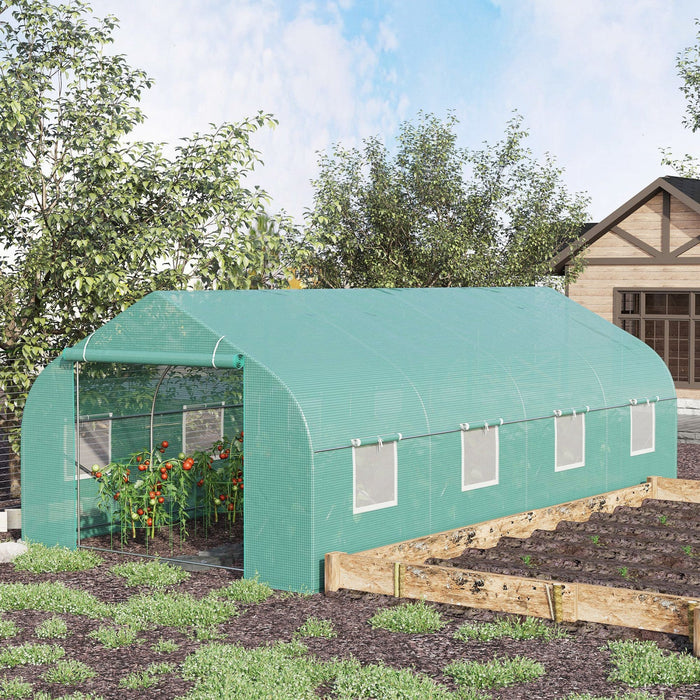 Outsunny 20x10x7ft Walk-in Steeple Greenhouse Outdoor Backyard Plant Seed Growth Shed Tunnel Warm Ho