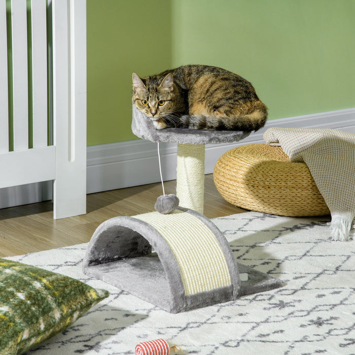 Pawhut 18\" Cat Scratching Tree Kitty House Kitten Activity Centre Pet Bed Post Furniture With Hangin
