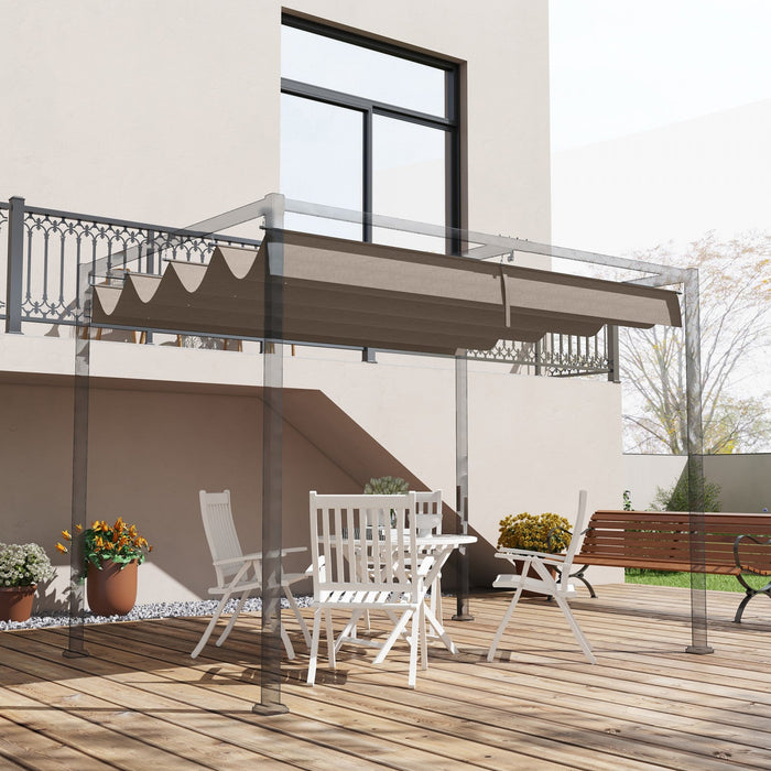 Outsunny Retractable Pergola Roof, Sun Shade Cover For 9.8' X 7.1' Pergola