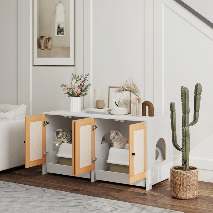 Pawhut Cat Litter Box Enclosure, Hidden Litter Box Furniture With Pull-out Tray, Indoor Cat Washroom