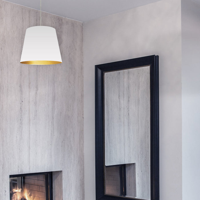 Dainolite Oversized Drum 1 Light Pendant Small White/Gold Shade Lamp