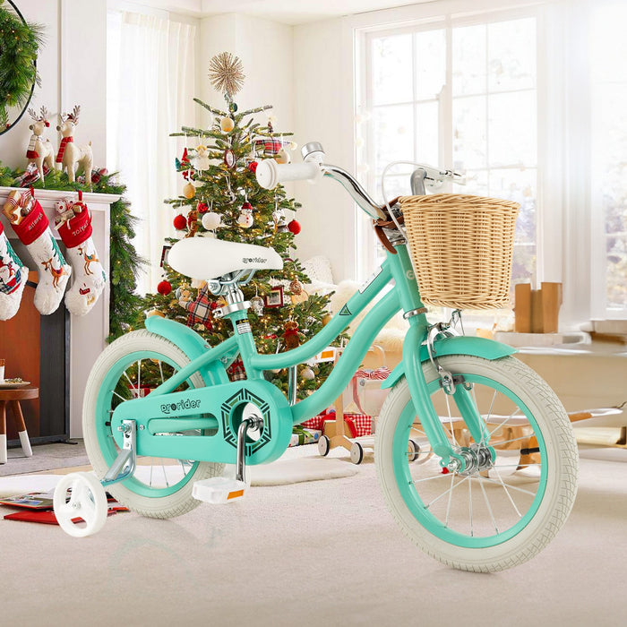 Prorider 14" Kid's Bike With Training Wheels Adjustable Handlebar Seat Handbrake Green