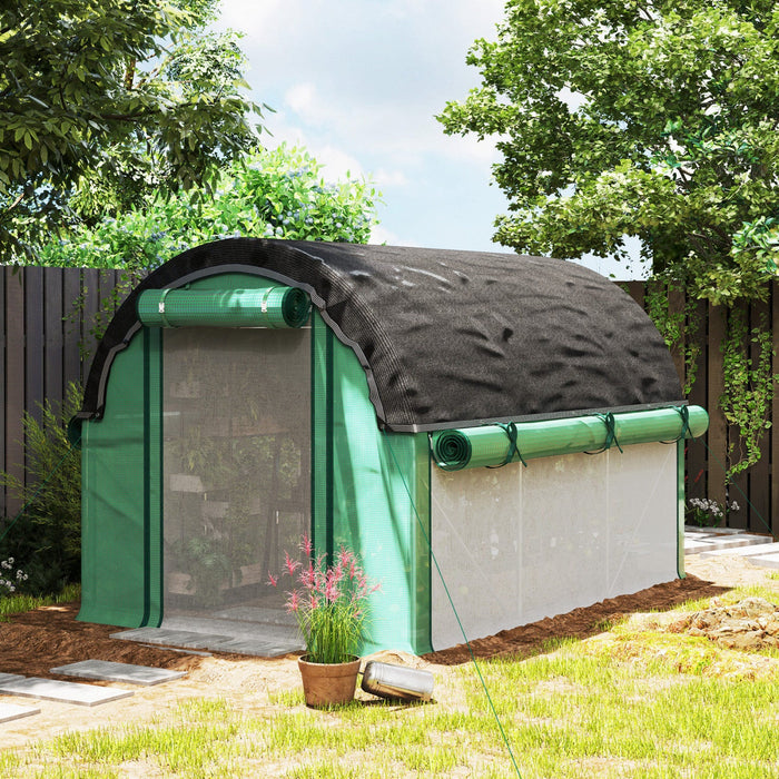 Outsunny Walk-in Tunnel Greenhouse Plant Hot House with Sunshade Net, Green