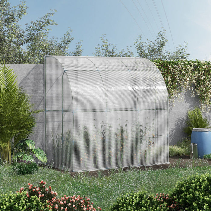 Outsunny 7' X 4' X 7' Outdoor Lean-to Walk-in Garden Greenhouse With Roll-up Door Hot House For Plan