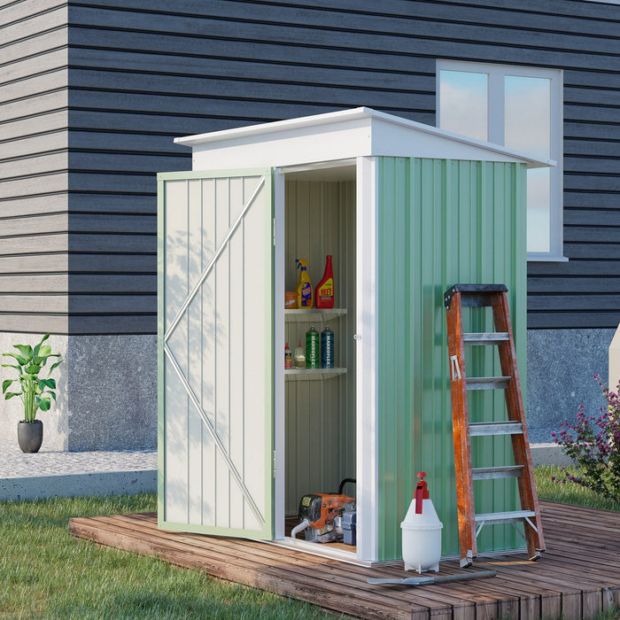 Outsunny 5' X 3' Steel Outdoor Storage Shed, Small Lean-to Garden Shed With Adjustable Shelf, Lock A