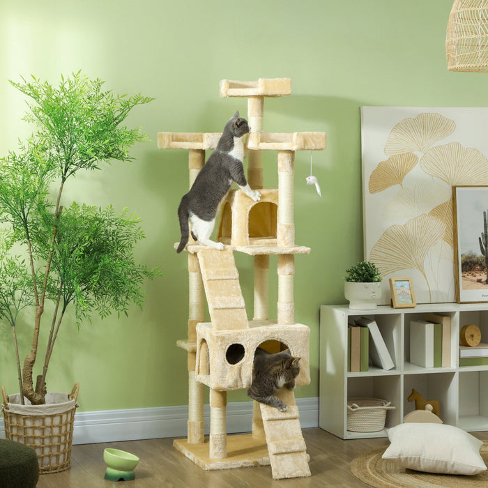 Pawhut 68 Inches Cat Tree, Multi-level Large Cat Tower Condo With Scratching Posts, Perches, Cat Hou