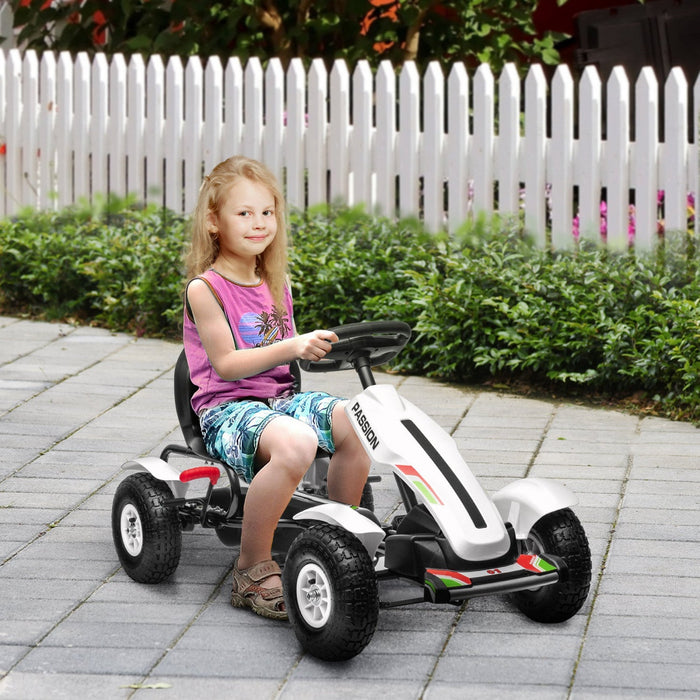 Aosom Pedal Go Kart For Kids, Pedal Powered Ride-On Car With Adjustable Bucket, Handbrake, 4 Rubber 