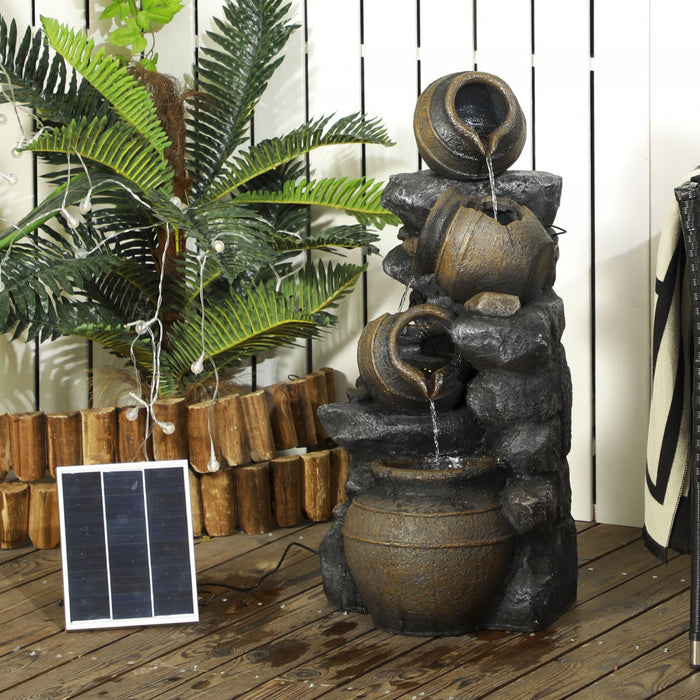 Outsunny 4-tier 28.3" Resin Solar Water Fountain With Led Lights And Pump