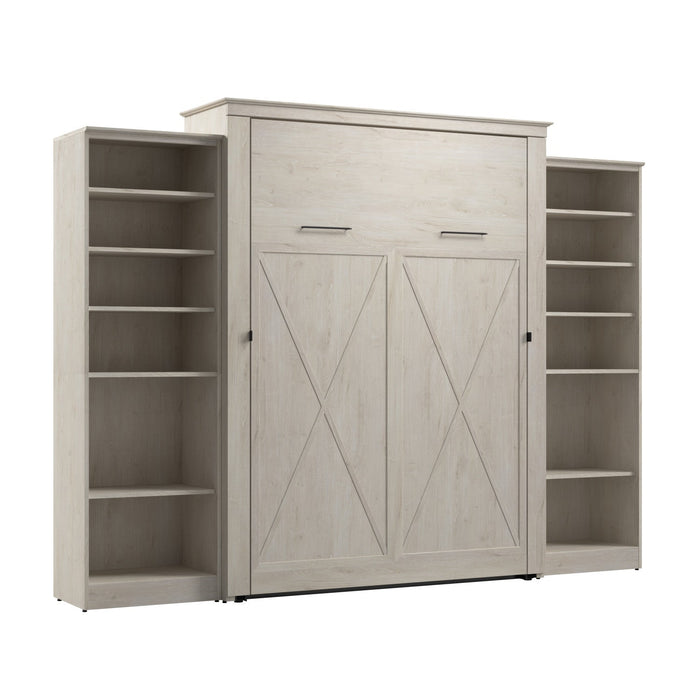 Bestar Key West Queen Murphy Bed with Closet Organizers (119 W) - Linen White Oak