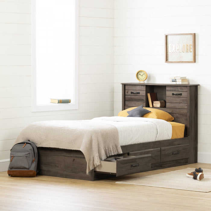 Ulysses Storage Bed And Bookcase Headboard Set Fall Oak - South Shore Twin Bed