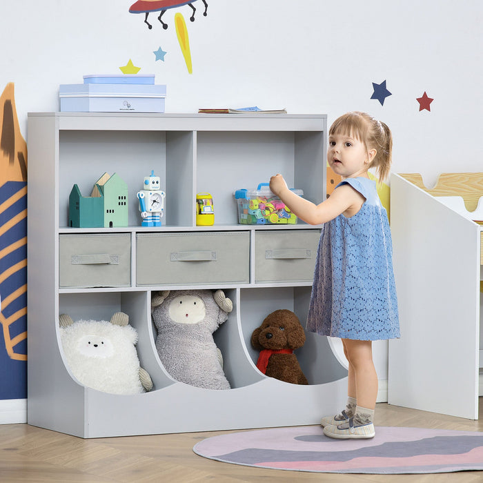 Homcom Kids Bookcase Toddler Toy Storage Organizer, Kid’s Bin Storage Unit Children Display Shelf Wa