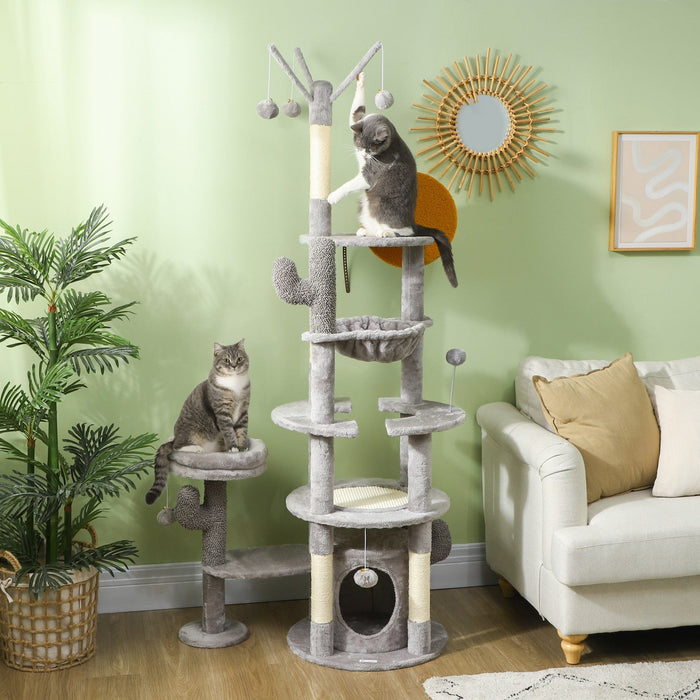 Pawhut 71\" Tall Cat Tree, Multi-level Cat Tower For Indoor Cats With Scratching Posts, Sisal Pad, Ca