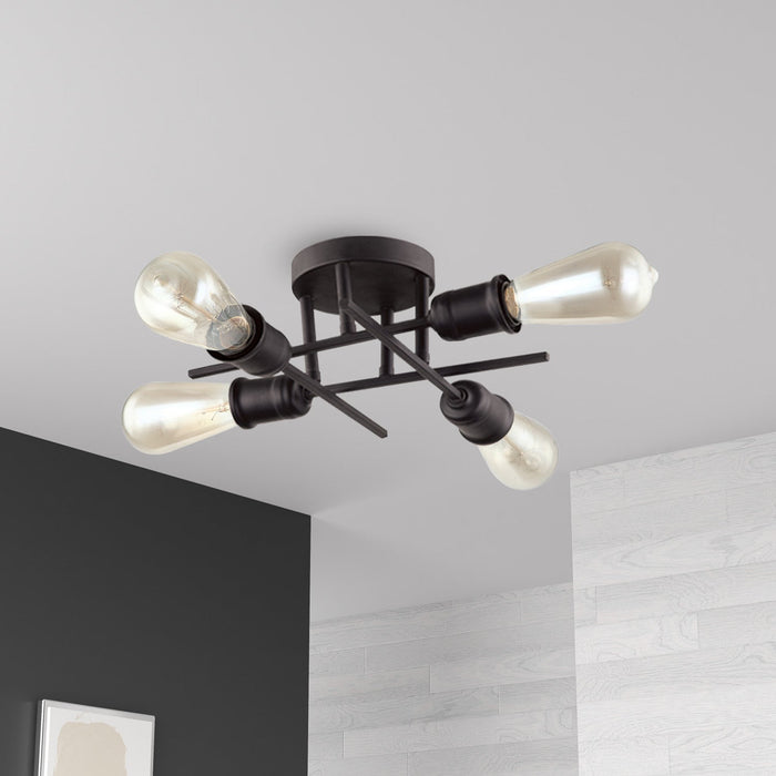 Dainolite Nebraska 4 Light Flush Mount Espresso Finish Lamp