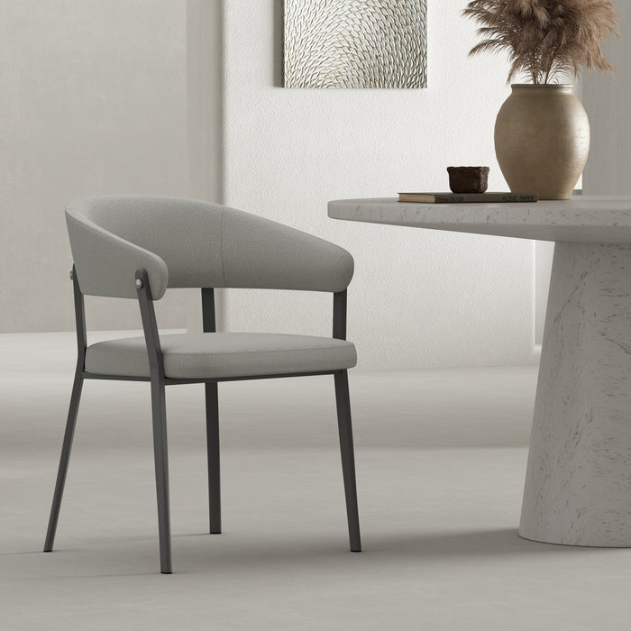 Belle Modern Metal Upholstered Dining Chair in Stone Gray 
