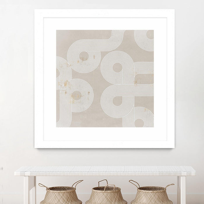 \"Fluxus I\" Matted and Framed White 36x36 Wall Art