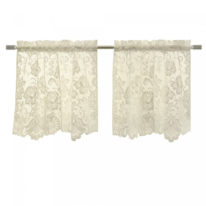 Habitat Limoges Ivory Sheer Rod Pocket Curtain Tiers - 55 x 36