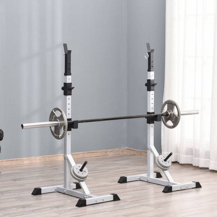 Soozier 2-piece Barbell Rack, 53.5\"-69.3\" Height Adjustable Squat Rack Bench Press Rack, 440lbs Capa