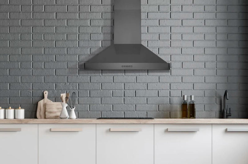 Hauslane 30\" Wall Mount Black Stainless Steel Range Hood - WM-590BSS-30