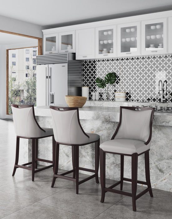 Emperor Traditional Wood Upholstered Barstool in Light Gray - Set of 2 