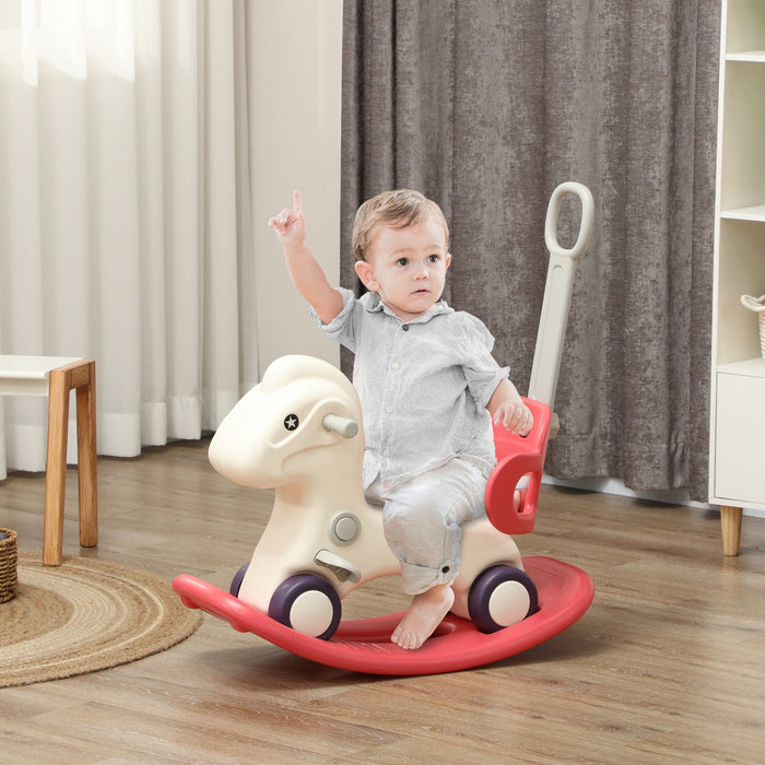 Qaba Rocking Horse, 4 In 1 Baby Ride On Horse, Push Car, Sliding Car With Detachable Balance Board &