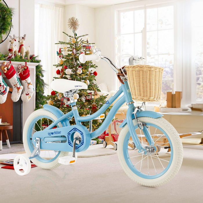 Prorider 14" Kid's Bike With Training Wheels Adjustable Handlebar Seat Handbrake Blue