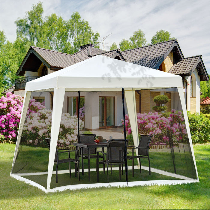 Outsunny 10x10ft Party Tent Canopy With Netting, Patio Screen House Slant Leg Outdoor Gazebo Sun Sha
