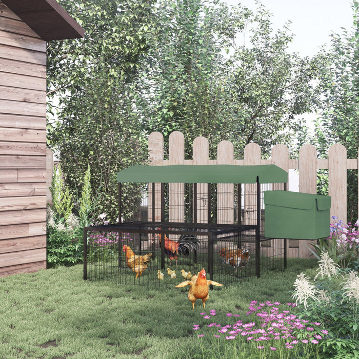 Pawhut Metal Chicken Coop, Outdoor Hen House Poultry Duck Goose Cage With Water-resistant Canopy, Ru