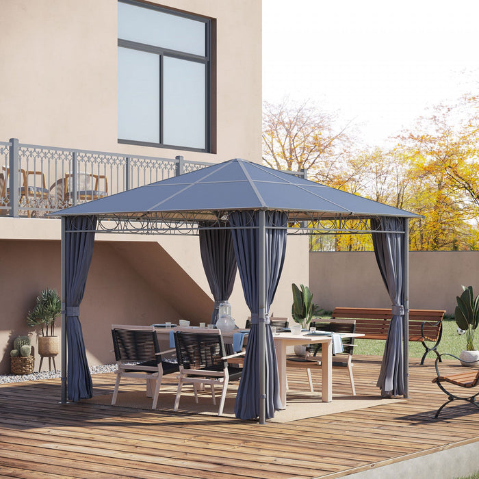 Outsunny 10' X 10' Polycarbonate Hardtop Gazebo Canopy Outdoor Patio Gazebo With Aluminum Frame & Cu